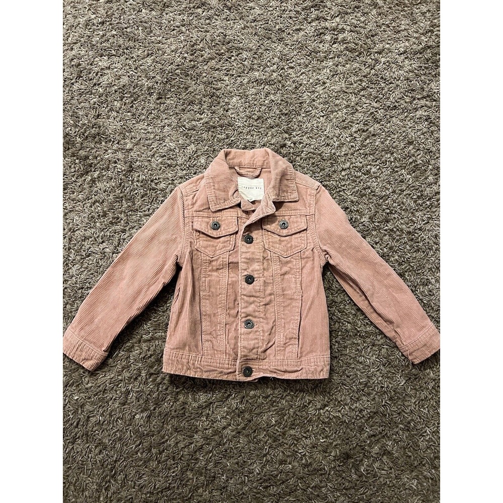 Girls Copper Key Corduroy Jacket Size 4 Pink Button-up